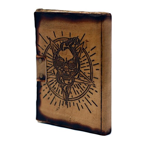 Skórzany Notatnik Czarownicy Czarownika - Pentagon i Czaszka