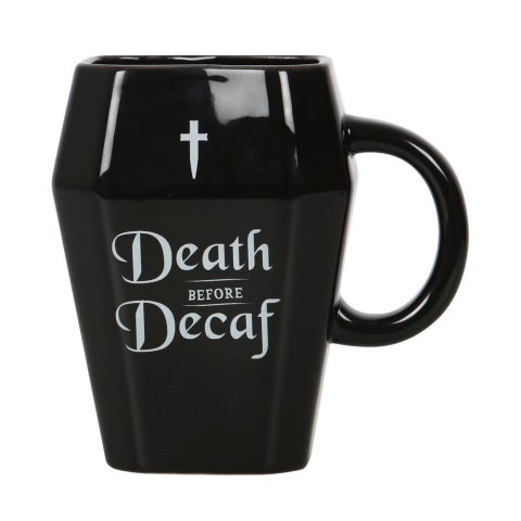 Czarny kubek Death Before Decaf