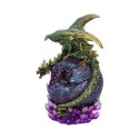 Guardian of the Glow Green Dragon Purple Geode Crystal Figurine smok 21cm