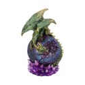 Guardian of the Glow Green Dragon Purple Geode Crystal Figurine smok 21cm