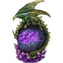 Guardian of the Glow Green Dragon Purple Geode Crystal Figurine smok 21cm