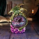 Guardian of the Glow Green Dragon Purple Geode Crystal Figurine smok 21cm