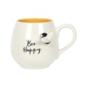 Zaokrąglony ceramiczny kubek z nadrukiem - Bee Happy 350ml