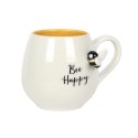 Zaokrąglony ceramiczny kubek z nadrukiem - Bee Happy 350ml