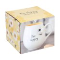 Zaokrąglony ceramiczny kubek z nadrukiem - Bee Happy 350ml