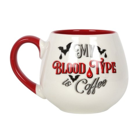 Zaokrąglony ceramiczny kubek z nadrukiem - My Blood Type is Coffee Rounded Mug