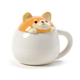 Ceramiczny kubek z przykrywką Podglądający Shiba Inu 450ml