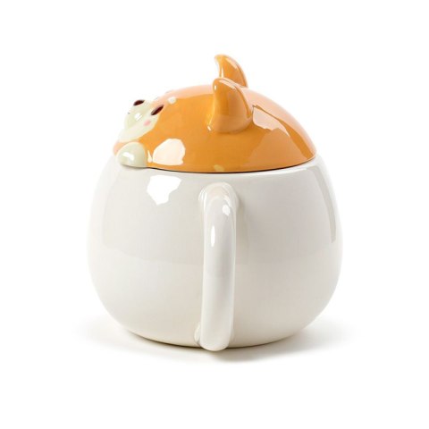 Ceramiczny kubek z przykrywką Podglądający Shiba Inu 450ml