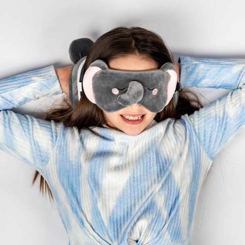 Słoń Dominik poduszka podróżna + maseczka maskotka