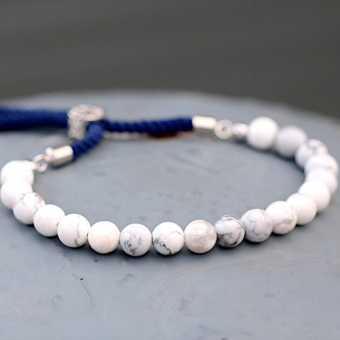 Bransoletka z Kamieniami - Biały Howlit / Srebro 925