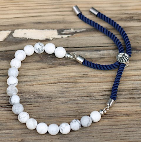 Bransoletka z Kamieniami - Biały Howlit / Srebro 925