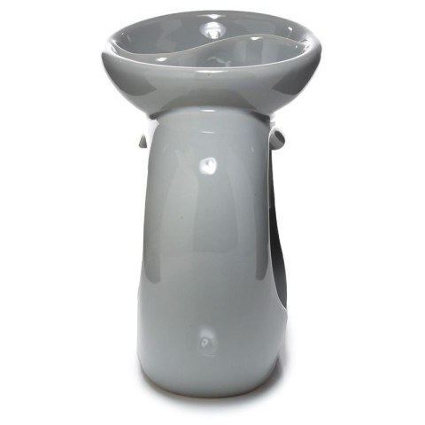 Ceramiczny podgrzewacz olejków i wosku tarta w kształcie serca z naczyniem podzielonym na dwie części "Serce" - szary