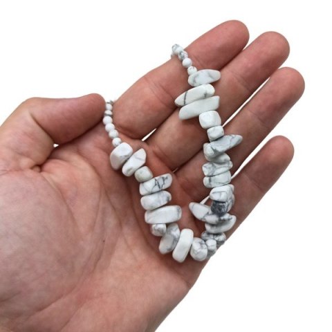 Naszyjnik z Długich Kamieni - Biały Jaspis