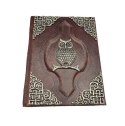 Notatnik - Leather Journal metal Owl 16,5x21cm