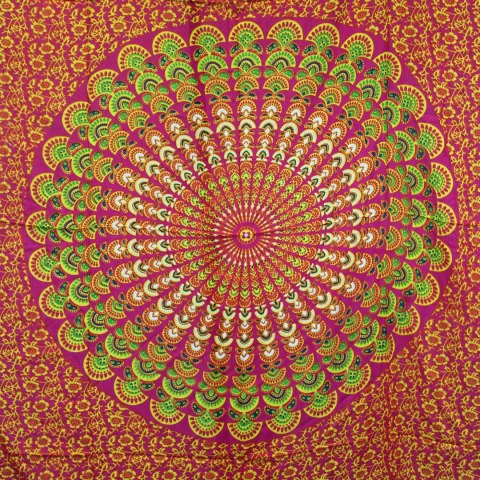 Sarong Mandala - Różowo-limonkowy
