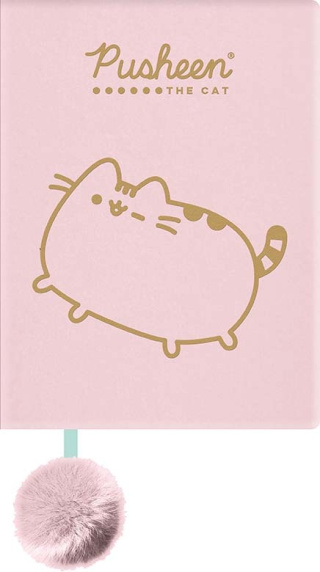 KOT PUSHEEN - pluszowy pamiętnik z pomponem PINK