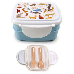 Pudełko na lunch Bento Clip Lock ze sztućcami Feline Fine Cats - Koty