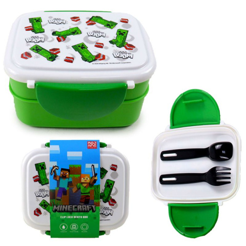 Pudełko na lunch Bento Clip Lock ze sztućcami Minecraft Creeper & TNT