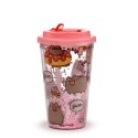 Pusheen Foodie Kubek z podwójnymi ściankami ze słomką i pokrywką 500ml