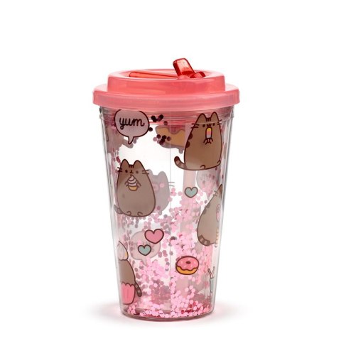 Pusheen Foodie Kubek z podwójnymi ściankami ze słomką i pokrywką 500ml