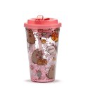 Pusheen Foodie Kubek z podwójnymi ściankami ze słomką i pokrywką 500ml