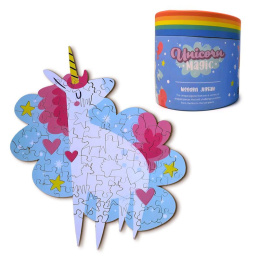 Drewniane puzzle 96 elementów - Magiczny jednorożec - Unicorn Magic