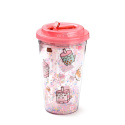 Pusheen Sips Kubek z podwójnymi ściankami ze słomką i pokrywką 500ml