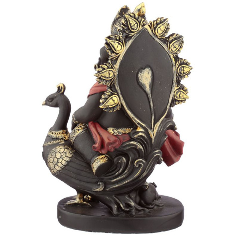 Figurka Słoń Ganesh z fujarką i pawiem 20,5cm