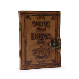 Skórzany Dziennik - Work Dream Stay - Jasnobrązowy pamiętnik notes