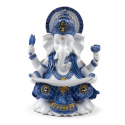 Statuetka Biało-niebieski Ganesh czytający zwój 21,5cm