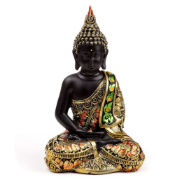 Czarno-pomarańczowy Tajski Budda - Kontemplacja 21cm