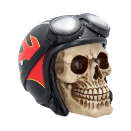 Czaszka Hell Fire Biker Flame Helmet Skull Ornament 15cm