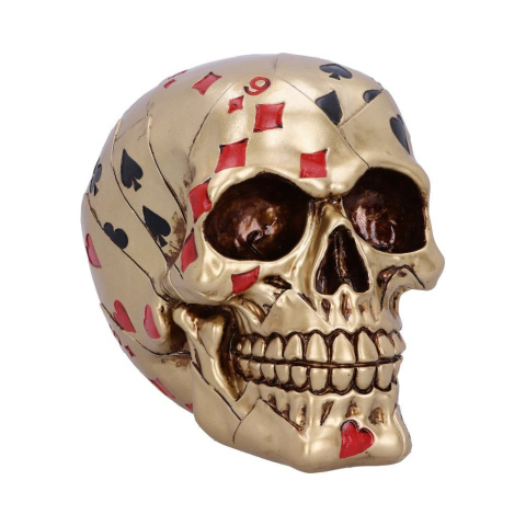 Czaszka Dead Mans Hand Golden Playing Card Skull Ornament 15cm