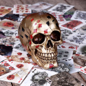 Czaszka Dead Mans Hand Golden Playing Card Skull Ornament 15cm