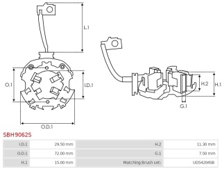 Szczotkotrzymacz rozrusznika Briggs & Stratton rozruszniki 16 i 14 zębów