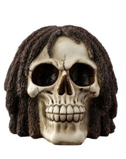 Dekoracyjna Czaszka Rasta z brązowymi dredami - skull 12,5cm