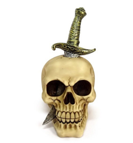 Dekoracyjna czaszka przebita mieczem - skull 20cm