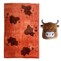 Blankeazzz Highland Coo - poduszka i koc podróżny 2w1 - krówka