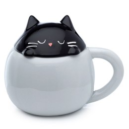 Ceramiczny kubek z przykrywką Podglądający Kot Feline Fine 500ml