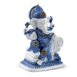 Statuetka Biało-niebieski medytujący Ganesh 21,5cm