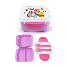 Pudełko na lunch Bento Clip Lock ze sztućcami Pusheen the Cat Foodie