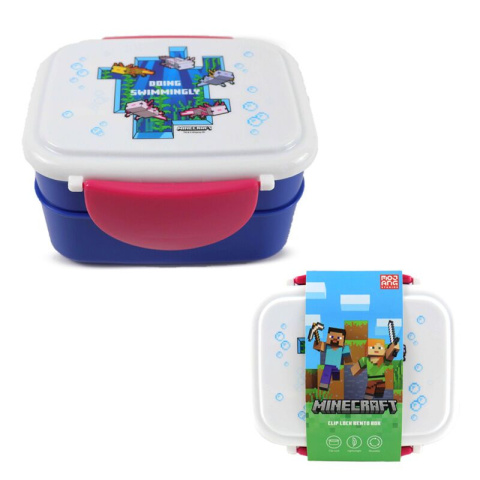 Pudełko na lunch Bento Clip Lock ze sztućcami Minecraft Axolotl