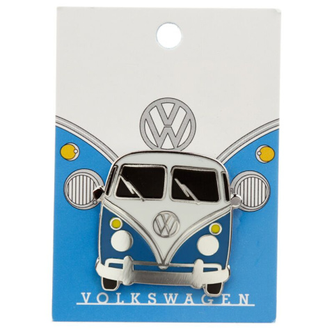 Kolekcjonerska wpinka emaliowana Volkswagen VW T1 Camper Bus - niebieska