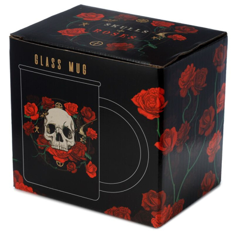 Kubek szklany - Czaszki i Róże