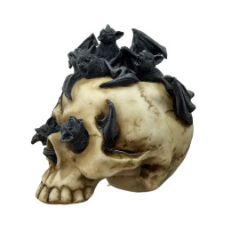 Czaszka z pełzającymi w środku nietoperzami - skull 14cm