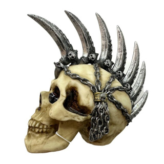 Punkowa czaszka z łańcuchami i ostrzami Mohikanin - skull 17,5cm