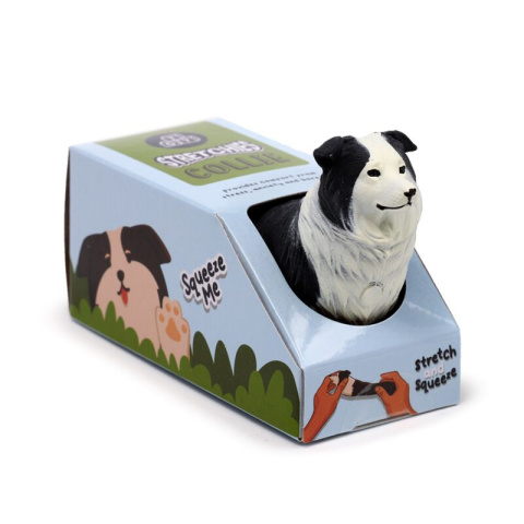 Zabawka gniotek Pies Collie - rozciągliwy czarny