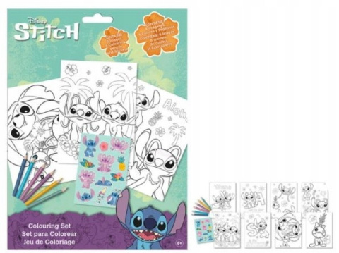 Zestaw do kolorowania 6 kredek + naklejki Stitch