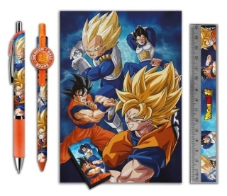 Zestaw do pisania Dragon Ball Box - długopisy linijka zeszyt