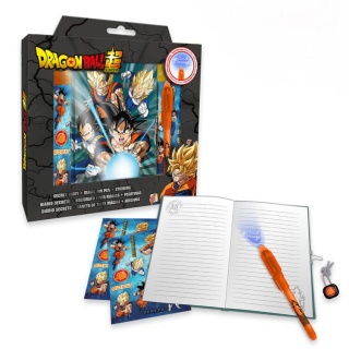 Sekretny pamiętnik Dragon Ball zamykany na kłódkę + długopis UV naklejki